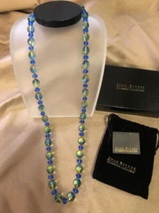 Joan Rivers Pfau blau/grün facettierte Glasperlen Halskette 32" bis 36" goldfarben - Bild 1 von 3