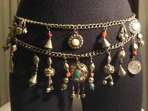 Vintage Belly Dancing Chain Belt With Charms - Picture 1 of 6