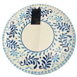 NEW Rachel Roy Blue and White 10.5” Melamine Dinner Plates Set of 4 - Picture 1 of 3