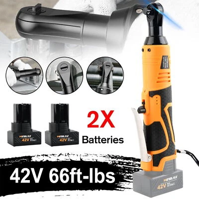 MITOOL KIT 42V Electric Cordless Ratchet 3/8"Right Angle Wrench Impact Power Tool 2 Battery