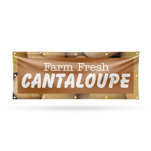 Farm Fresh Cantaloupe Vinyl Banner Sign with Metal Grommets Heavy-Duty - Picture 1 of 21