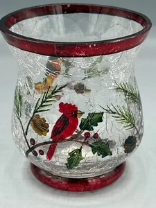 Yankee Candle Crackle Glas Winter Birds Votivkerzenhalter Cardinal - Bild 1 von 5