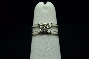 STERLING SILVER OPEN BACK WITH BUTTERFLY ADJUSTABLE RING SZ 2.5 #E915 - Picture 1 of 4