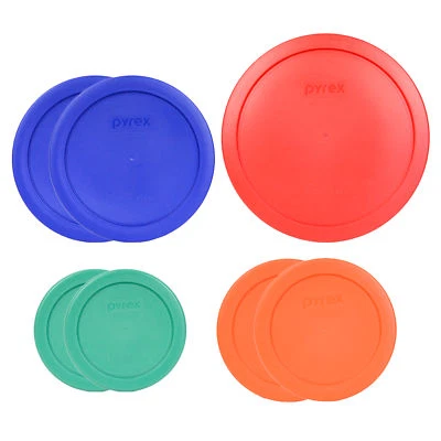 Pyrex 7202-PC Green 7200-PC Orange 7201-PC Blue 7402-PC Red 7PC Plastic Lids - Image 1 of 4