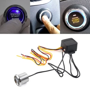 Universal 12V Auto Motorstart Druckknopfschalter Zündstarter Kit Blaue - Picture 1 of 16