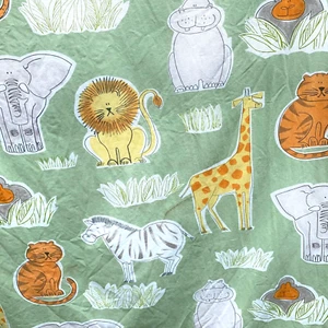 Nursery or Childs Room Curtains Zoo Animal Cartoon Style Green 61in Long 86in W - Picture 1 of 10