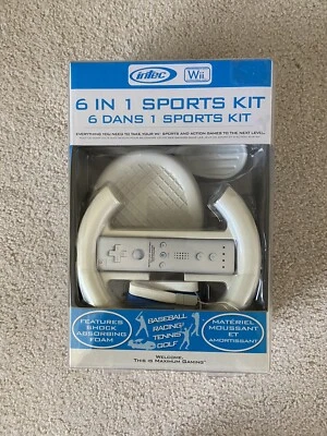 Wii 6 In 1 Sports Pack Kit Golf Baseball Tennis Racing Wheel Straps New In Box - Image 1 of 3