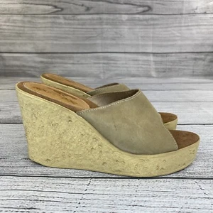 Sandalias con plataforma Rocket Dog para mujer talla 9 cuero punta abierta tacones beige NUEVAS - Imagen 1 de 10