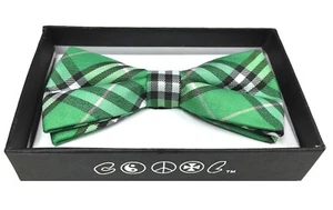 Green Stripe Men Women Bowtie Classic Clip-On Neck-wear Tuxedo Adjustable  - Picture 1 of 1
