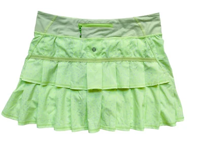 Lululemon Pace Setter Skirt Sz 6 Neon Petit/Polka Dot Ruffle Tennis Skort - Image 1 of 4