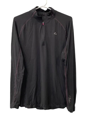 Paradox 1/4 Zip Merino Wool Blend Base Layer Top Womens XL Black Pink Athleisure - Image 1 of 4