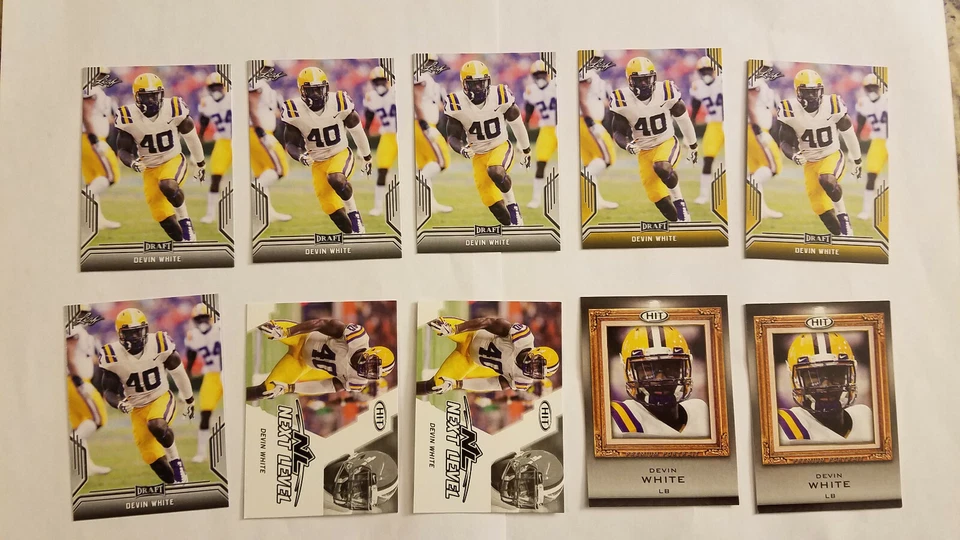 Devin White (10) 2019 Leaf Draft Sage Hit Gold Insert Football Card RC Lot  - Image 1 of 1