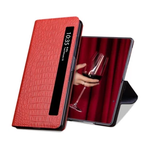 For HUAWEI Luxury Genuine Leather Screen Mirroring Case Stand - Picture 1 of 23