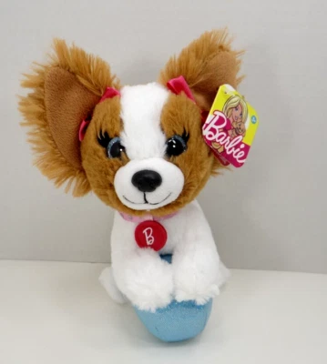 Barbie Marrón Blanco Cachorro Perro Peluche con Bola Azul Nuevo con Etiquetas 7" Just Play Foto 1 de 4