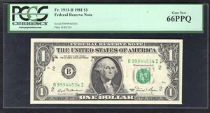 FR 1911-B 1981 $1 FRN FEDERAL RESERVE NOTE NEW YORK, NY PCGS GEM UNC-66PPQ - Picture 1 of 2