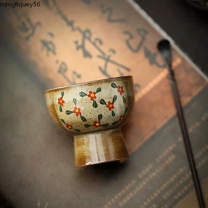 70ml Hand-painted Small Fragmented Flower Teacup High Foot Tasting Tea Mug - Picture 1 of 4