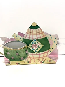 1999 MARY ENGELBREIT  Tea Time Metal Napkin Holder/Letter Holder 8"x5" Good Cond - Picture 1 of 14