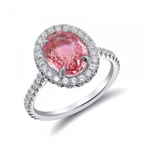 Padparadscha Sapphire Ring Natural Padparadscha Sapphire 3.33 cts Platinum Ring - Picture 1 of 4