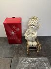 Avon Ivory and Gold Sleigh With Plush Snowman Original Box Holiday 2005. New