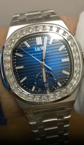 Luxury Blue Dial Watch – Baguette Bezel (ShopGLD Style) - Picture 1 of 2