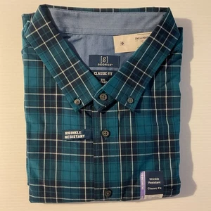 Dress Shirt Long Sleeve Green Plaid Classic Fit 2XL George Mens Button Down - Picture 1 of 5