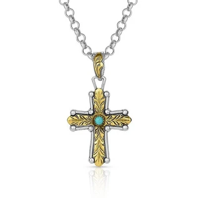 Montana Silversmiths Men's At the Center of Faith Gold Cross Necklace New - Image 1 of 2