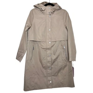 Avec Les Filles Hooded Waterproof Trench Utility Coat Fawn Tan Size Small NWT - Picture 1 of 9