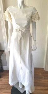 Brautkleid Seide Spitze Handarbeit S/6 minimalistisch schick bescheiden feminin Vintage MCM - Bild 1 von 20