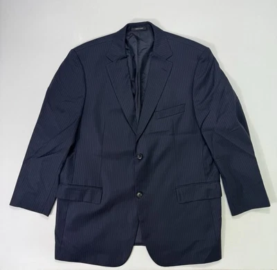 Blazer Abrigo Deportivo Hugo Boss 100% Lana 2 Botones Chaqueta 46R Azul Rayas Carrera Foto 1 de 4