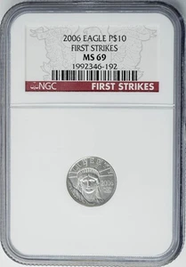 2006 10 $ Freiheitsstatue Platinum Eagle First Strikes MS69 NGC 950752-20 - Bild 1 von 3