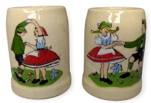 Vintage Miniature German Stein Ceramic/Stoneware Mugs Set of 2 2" Tall - Picture 1 of 12