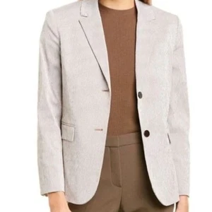 Theory Classic Shrunken Seersucker Striped Jacket Blazer Coastal Beige Plus 16 - Picture 1 of 7
