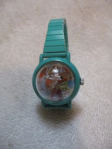 Reloj Pulsera Vintage TALI Bubble Dome "Airplane" con Banda Ampliable Aqua ~ ¡FUNCIONA! - Imagen 1 de 4
