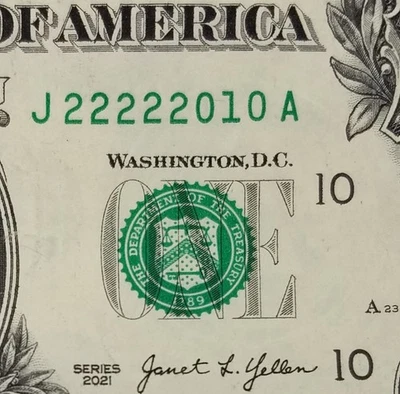 Quint 5 in a Row 2's True Trinary Dollar 2222 2010 FRB Kansas City U.S. 2021 J A - Image 1 of 4