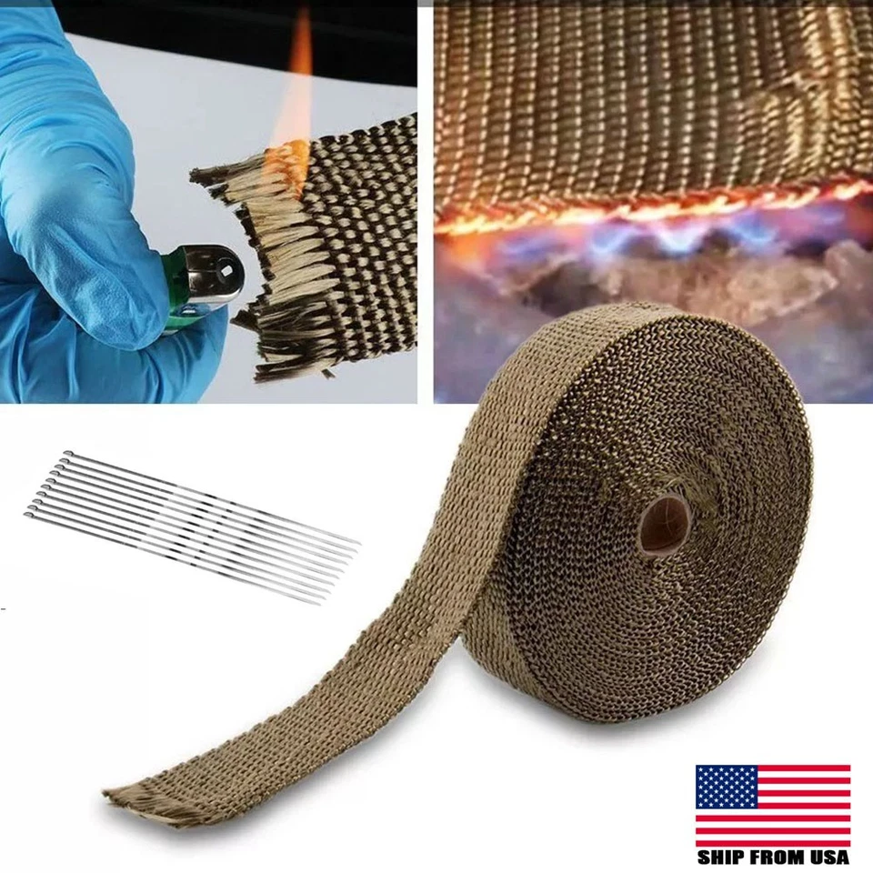 Титановая пленка 2 дюйма x 50 футов комплект тепловой пленки выпускного коллектора с завязками 11,8 дюйма - Изображение 1 из 4