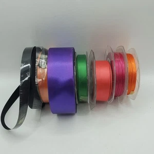 Band Restposten 7 Rollen 200m + Schwarz Grün Pink Orange Lila Bastelkarte Neu - Bild 1 von 15