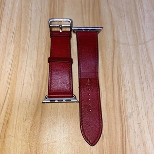 Hermes Red Leather Band for Apple Watch Used with pouch - Picture 1 of 3