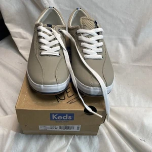 NEW IN BOX WOMENS TAN LEATHER KEDS SNEAKERS SIZE 8.5 - Picture 1 of 10