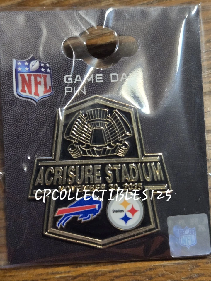 Prendedor del día del juego 2025 Pittsburgh Steelers VS Buffalo Bills 30/11/25 NUEVO Foto 1 de 1