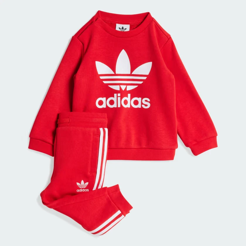 Adidas Originals Kinder Trainingsanzug Trefoil Crew Set 0-5 Jahre Rot Outfit Unisex