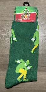 The ELF MOVIE BUDDY Para Hombre 6-12 CALCETINES DE NAVIDAD ENOJADO ELF RAROS VERDE AMARILLO BLANCO - Imagen 1 de 2