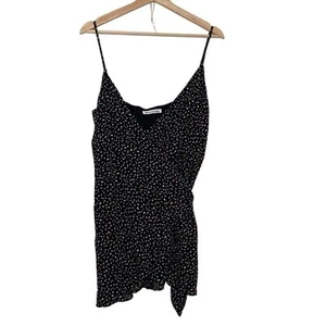 Reformation Troppo Confetti Black W/Colorful Polka Dots Wrap Mini Dress M NWT - Picture 1 of 16