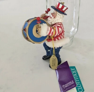Винтажный ПАТРИОТИЧЕСКИЙ РОЖДЕСТВЕНСКИЙ ОРНАМЕНТ САНТА Possible Dreams Clothtique - Изображение 1 из 4