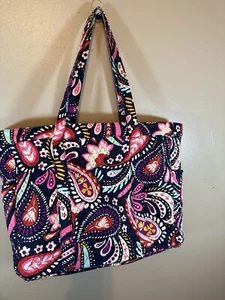 Vera Bradley Large Tote Travel Cosmetic Bags Painted Paisley 13 Pieces Set EUC - Picture 1 of 9