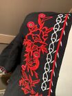 River Island Black With Red Embroidery Detail Size 10 Boho