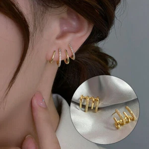 Charm Women Cubic Zirconia Stud Earrings Bridal Wedding Daily Jewelry US - Picture 1 of 13