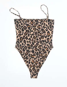 Boohoo Womens Beige AnimalPolyester Blend Bodysuit One-Piece Size 8 - Picture 1 of 12