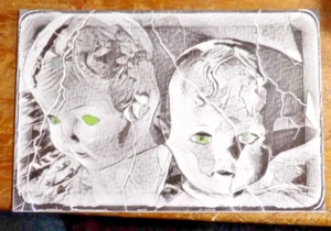 New Postcard - Limited Broken Baby Series Card #6 / Creepy Doll GRETA & ANNA SUE - Picture 1 of 4