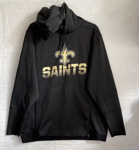 Nike NFL New Orleans Saints Hoodie Jacket Dri Fit Mens Large Long Sleeve Black Cover
