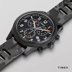 New Timex Chronograph Mens Watch Backlight Camouflage Military Sport Style Black - Picture 1 of 5